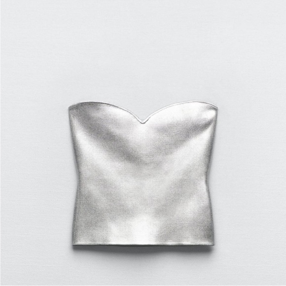 Zara Tops - Elegant Silver Strapless Top
